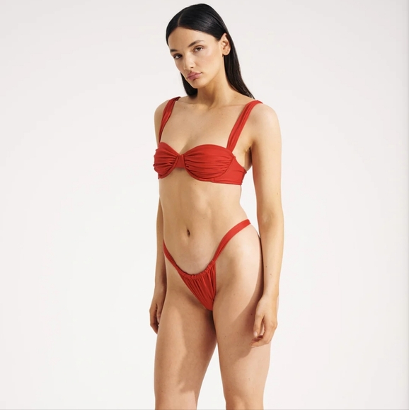 SYLK Swim Red Rya String Side Bikini Bottom - Picture 4 of 14